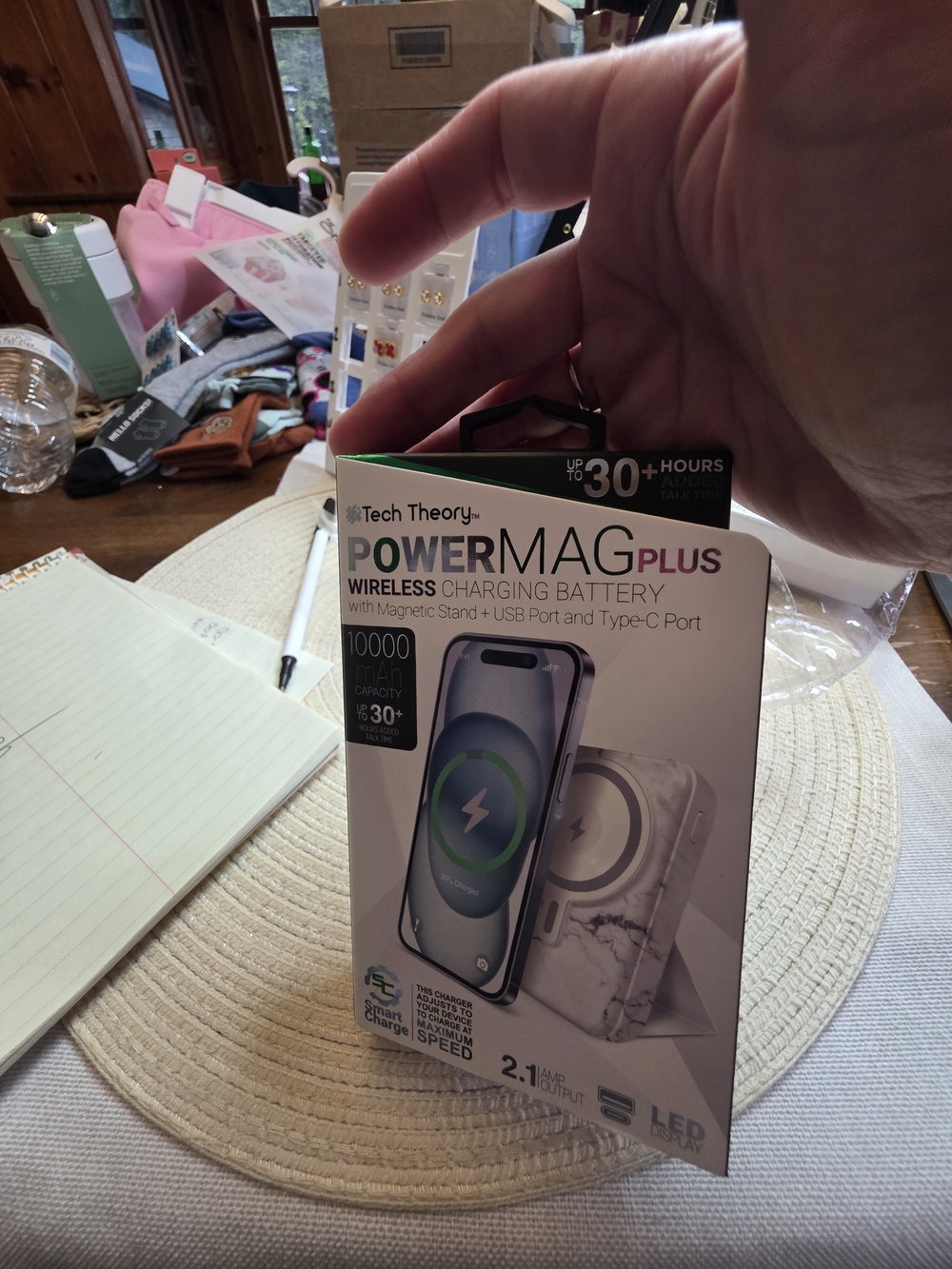 Tech Theory PowerMAG Plus Wireless Charging Battery Pack - White Marble